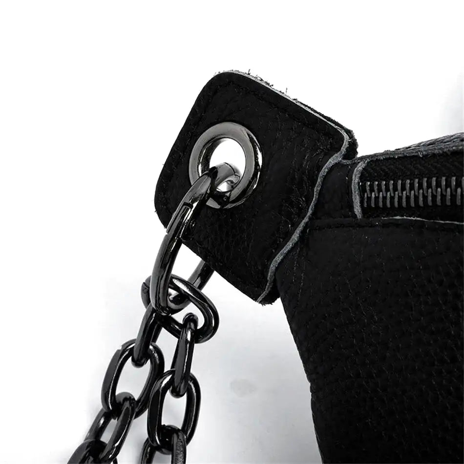 Sacoche Banane Cuir Noir