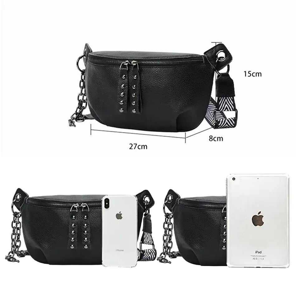 Sacoche Banane Cuir Noir